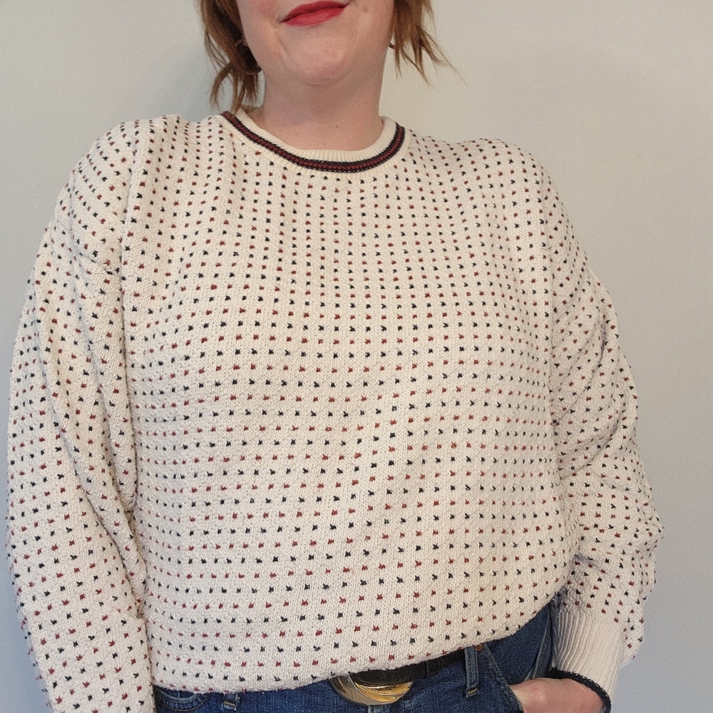 90s White Cotton Dad Sweater